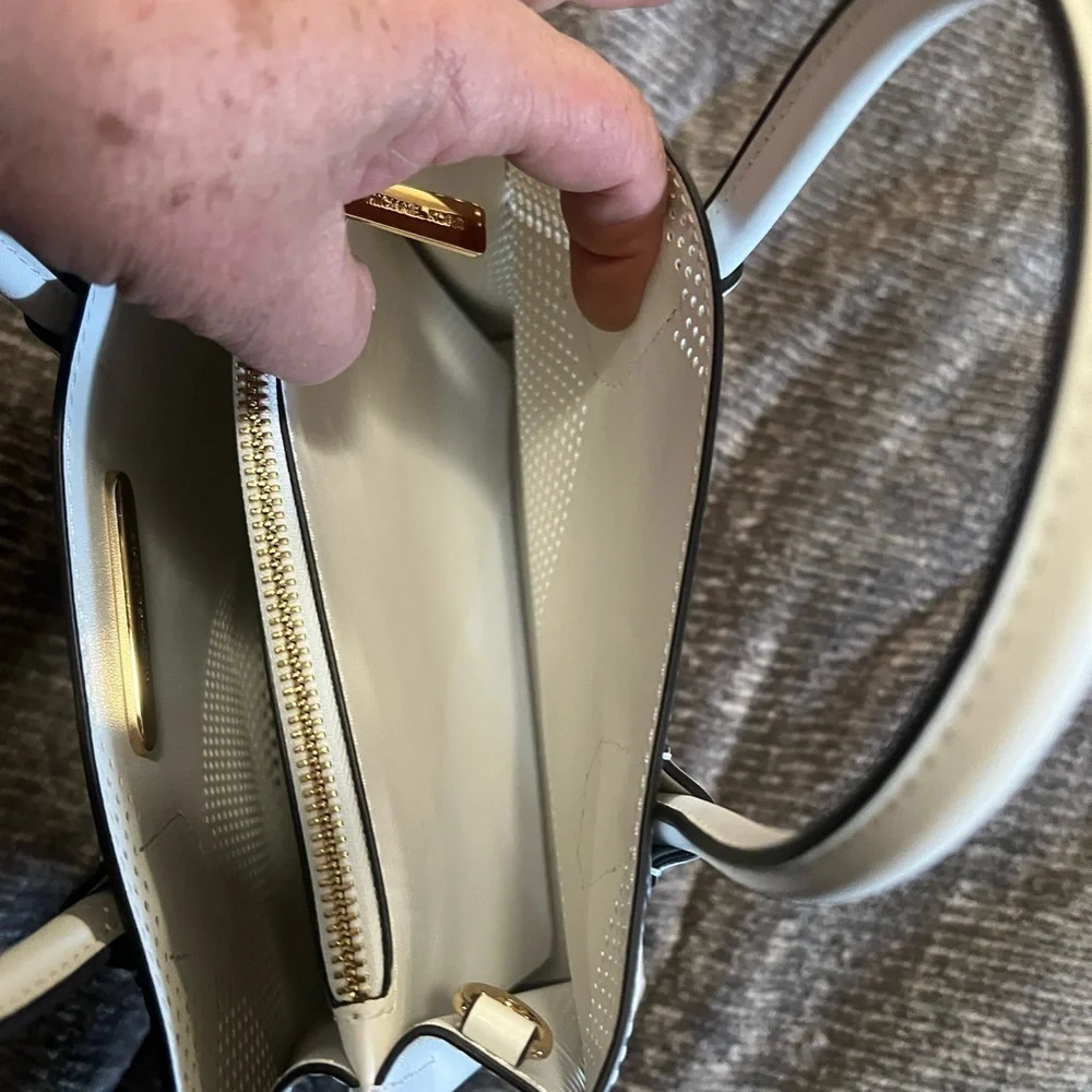 Michael Kors Mercer Medium White Leather Perforated Women's Bag